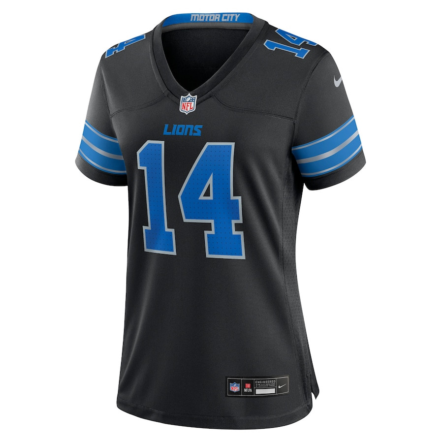 Alternative view of Amon-Ra St. Brown 14 Detroit Lions Women's 2nd Alternate Game Jersey - Black JS5672 nicesnker