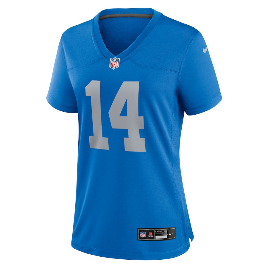 Alternative view of Amon-Ra St. Brown 14 Detroit Lions Women's Alternate Game Jersey - Blue JS8526 nicesnker