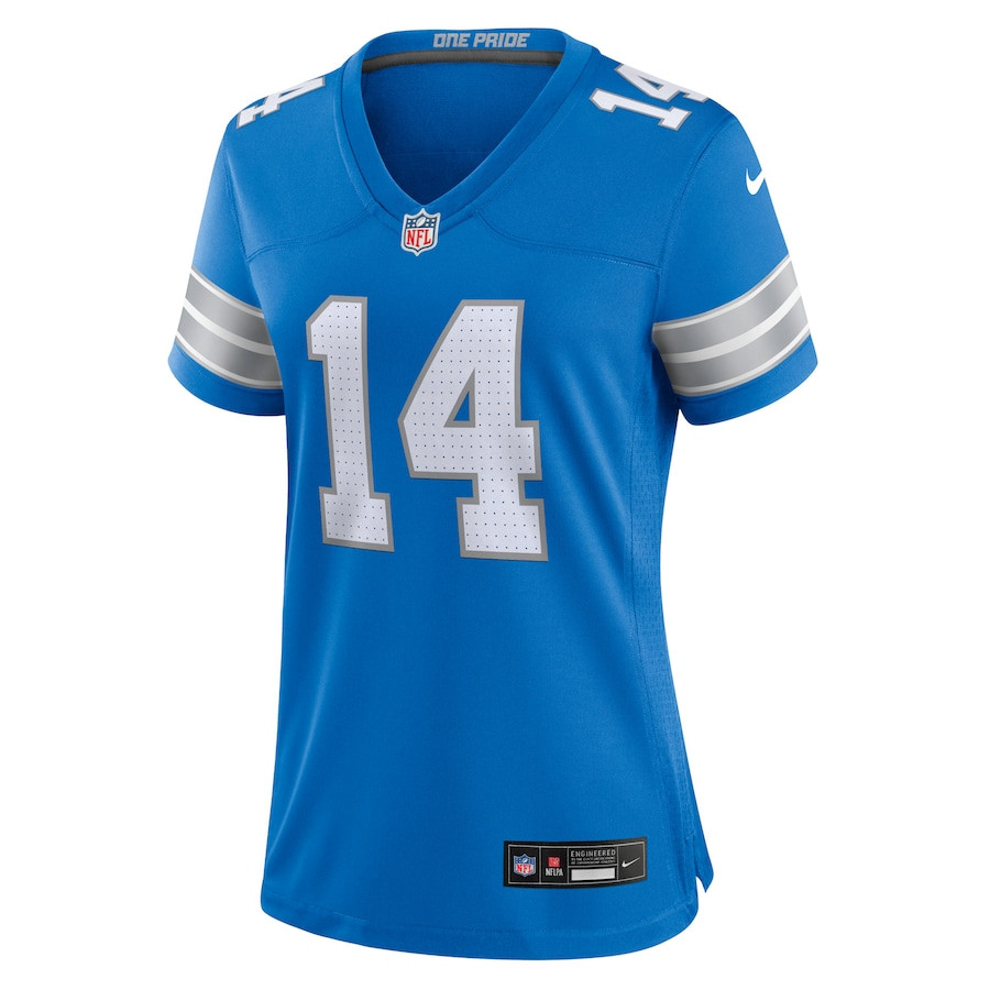 Alternative view of Amon-Ra St. Brown 14 Detroit Lions Women's Team Game Jersey - Blue JS8322 nicesnker