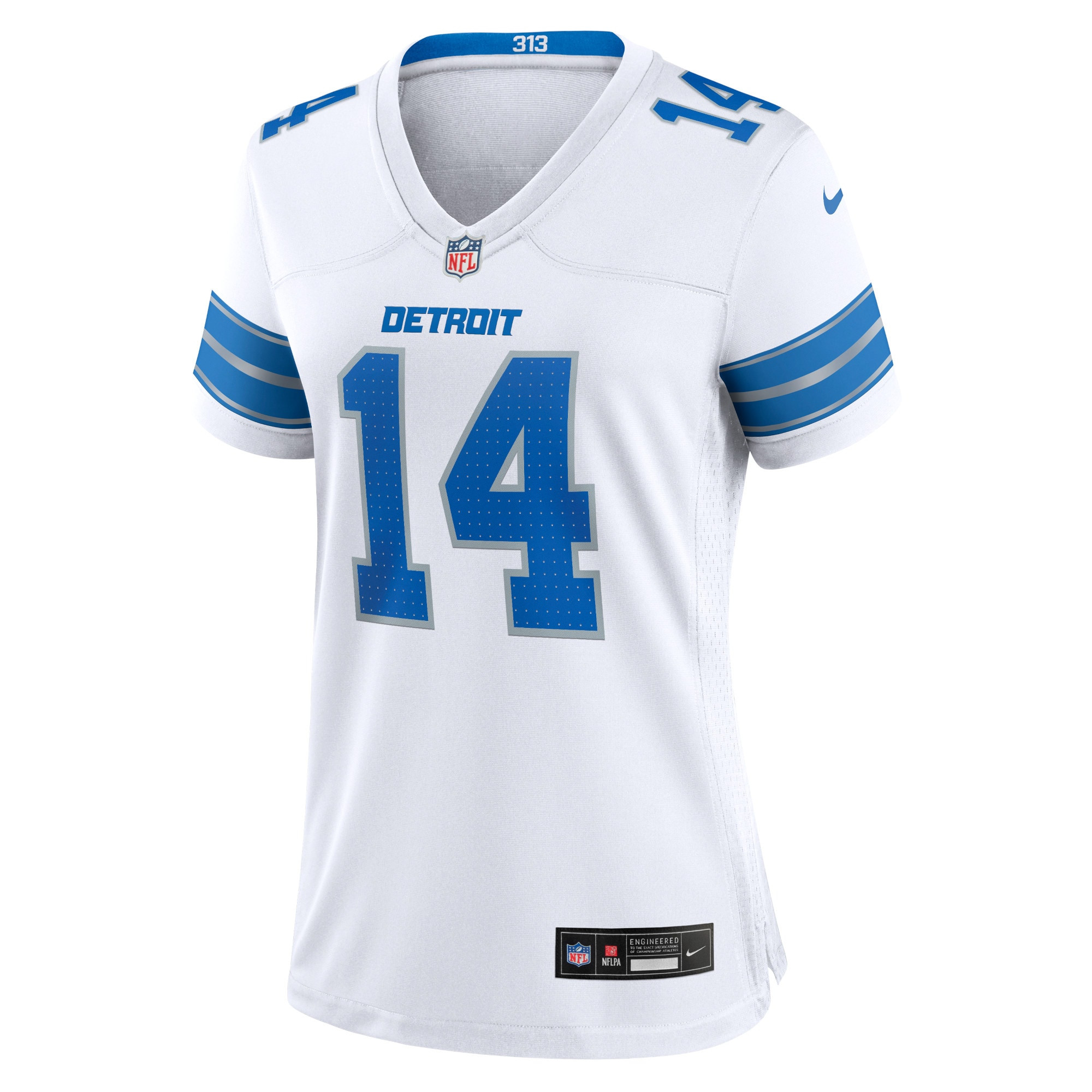 Alternative view of Amon-Ra St. Brown 14 Detroit Lions Women's White Game Jersey - White JS8705 nicesnker