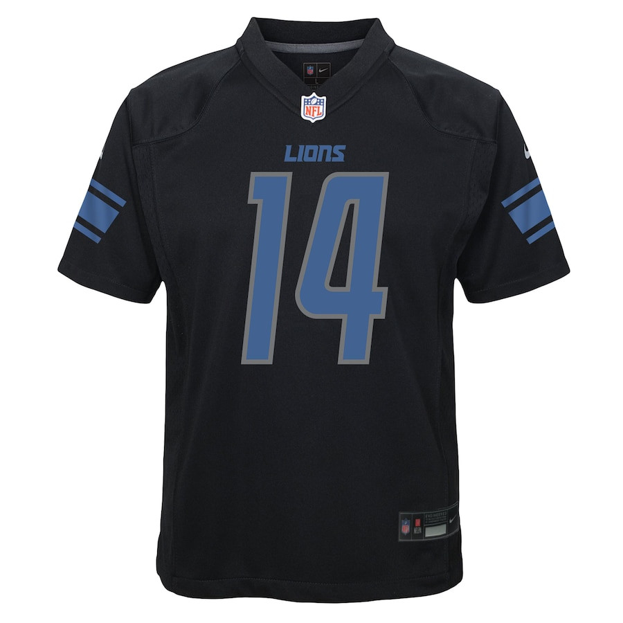Alternative view of Amon-Ra St. Brown 14 Detroit Lions YOUTH Fashion Game Jersey - Black JS5521 nicesnker