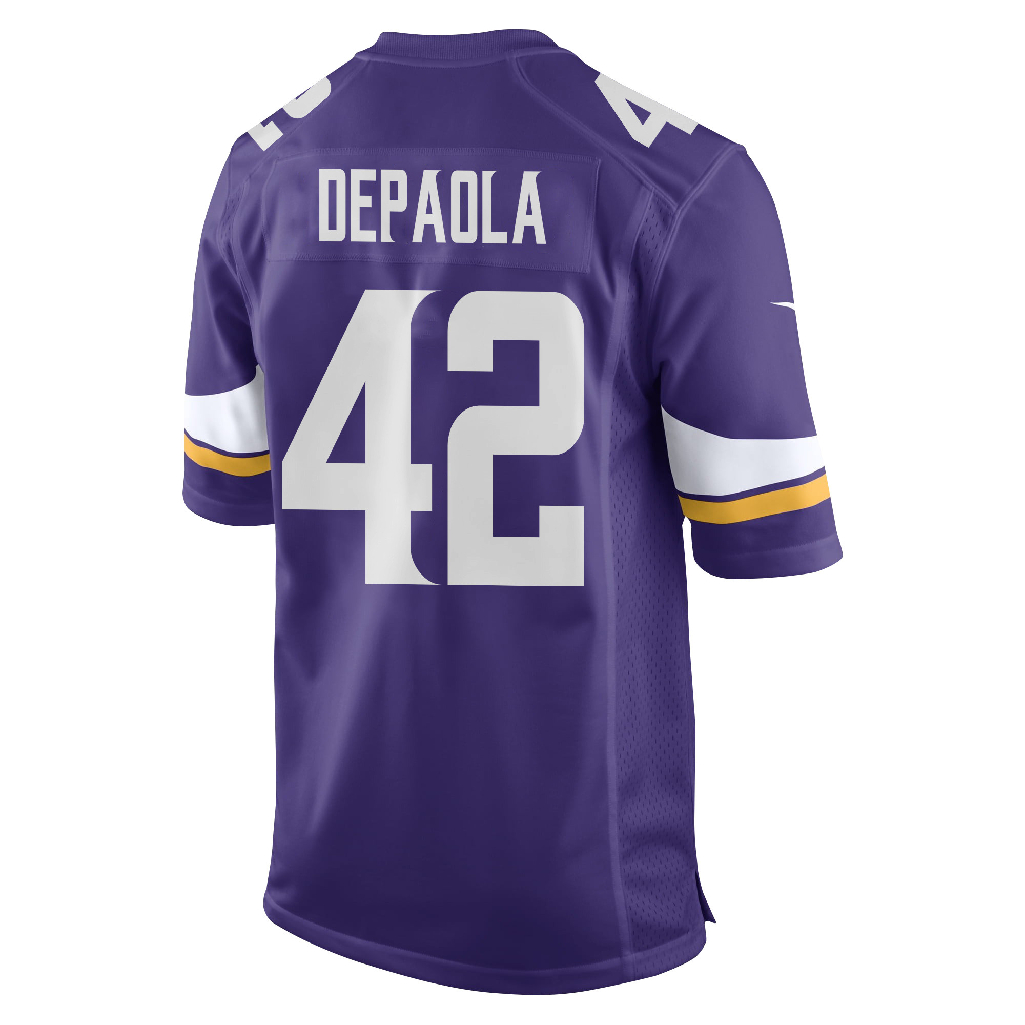 Alternative view of Andrew DePaola 42 Minnesota Vikings Super Bowl LIX New Orleans Patch Game Men Jersey - Purple JS6021 nicesnker