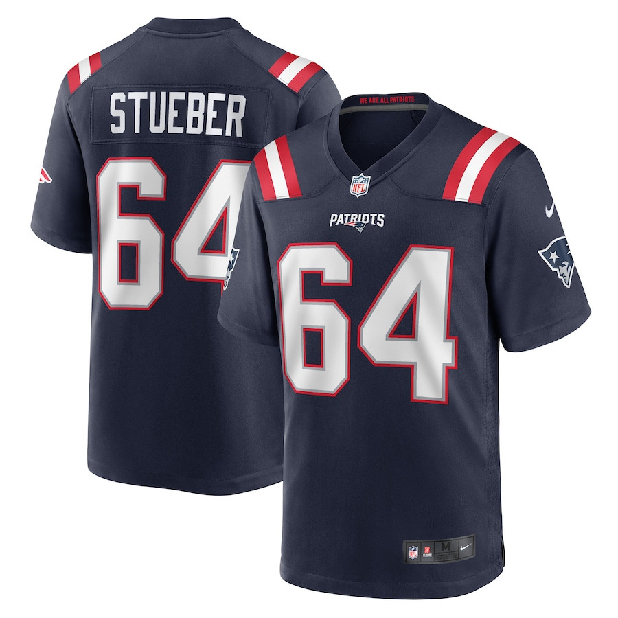 Andrew Stueber 64 New England Patriots Game Men Jersey - Navy JS2759 nicesnker