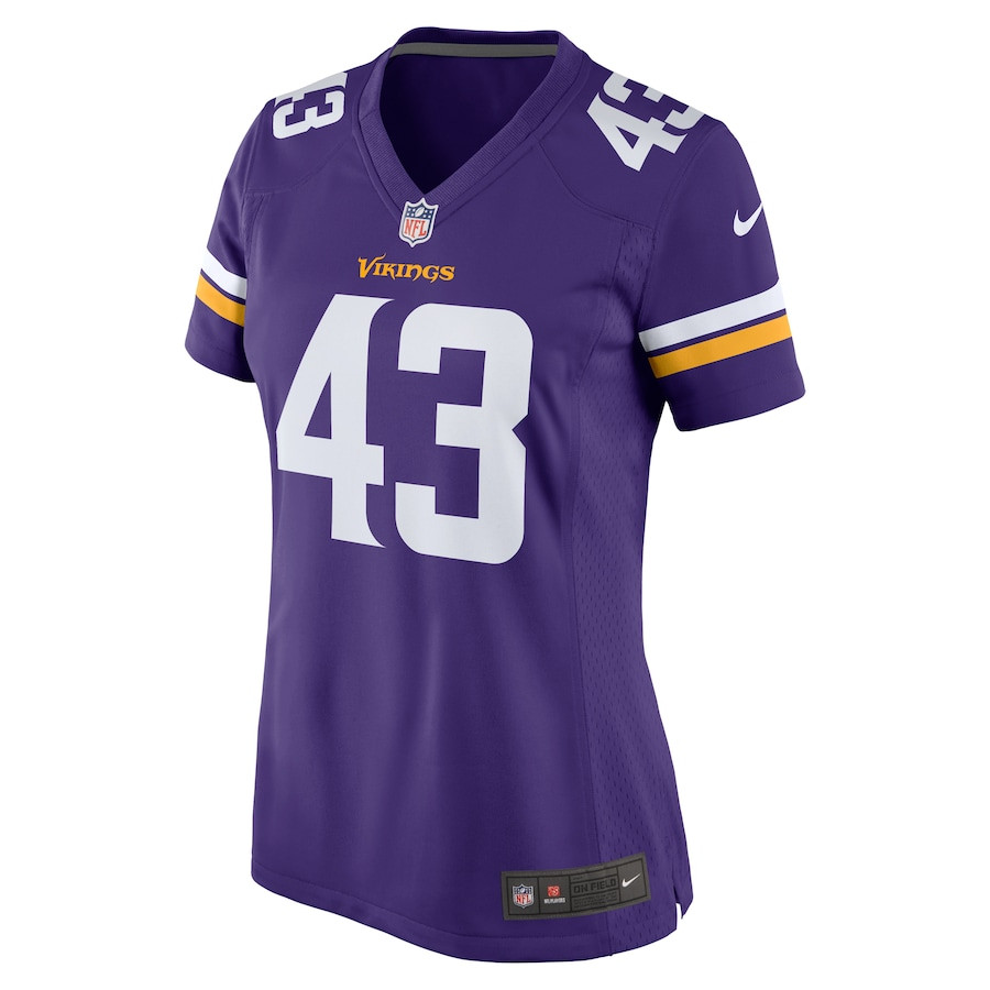 Alternative view of Andrew Van Ginkel 43 Minnesota Vikings Team Game Women Jersey - Purple JS2284 nicesnker