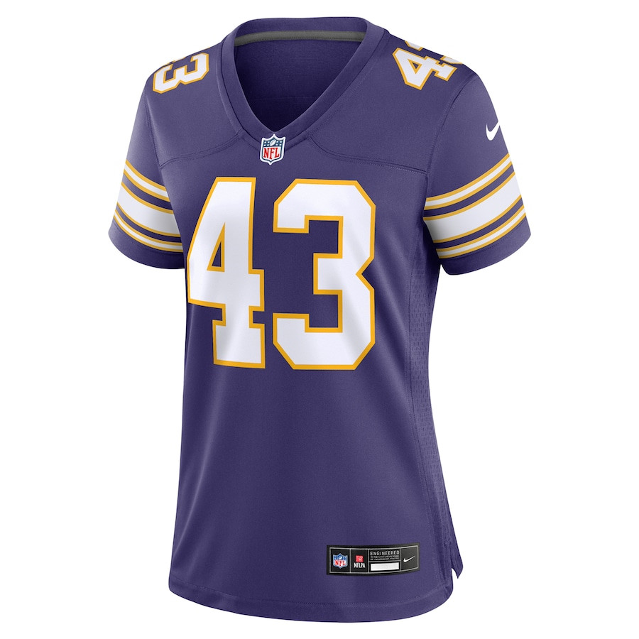 Alternative view of Andrew Van Ginkel 43 Minnesota Vikings Women's Alternate Game Jersey - Purple JS8239 nicesnker