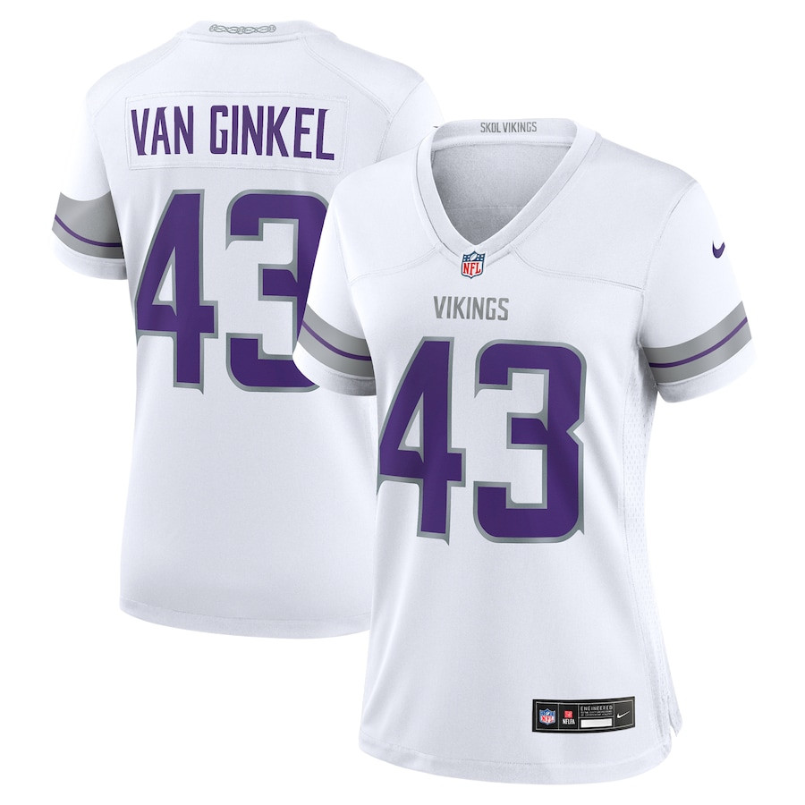 Andrew Van Ginkel 43 Minnesota Vikings Women's Alternate Game Jersey - White JS5620 nicesnker