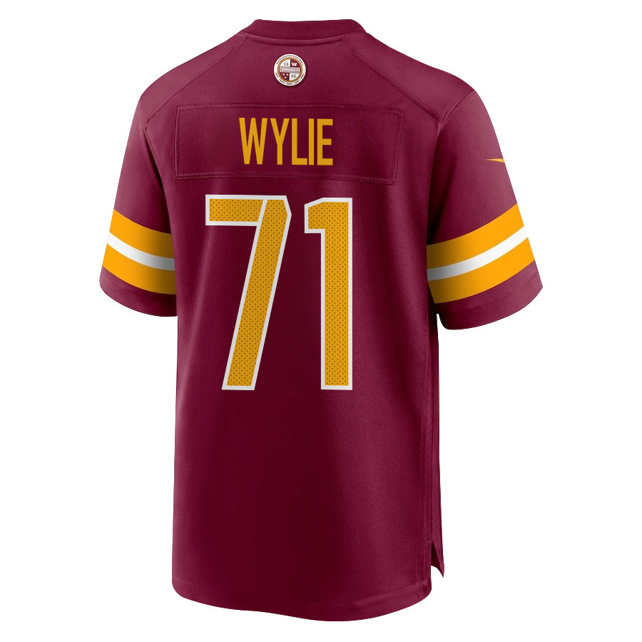 Alternative view of Andrew Wylie 71 Washington Commanders Super Bowl LIX New Orleans Patch Game Men Jersey - Burgundy JS2550 nicesnker