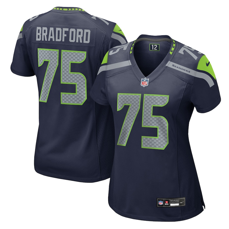 Anthony Bradford 75 Seattle Seahawks Women's Team Game Jersey - College Navy JS4704 nicesnker