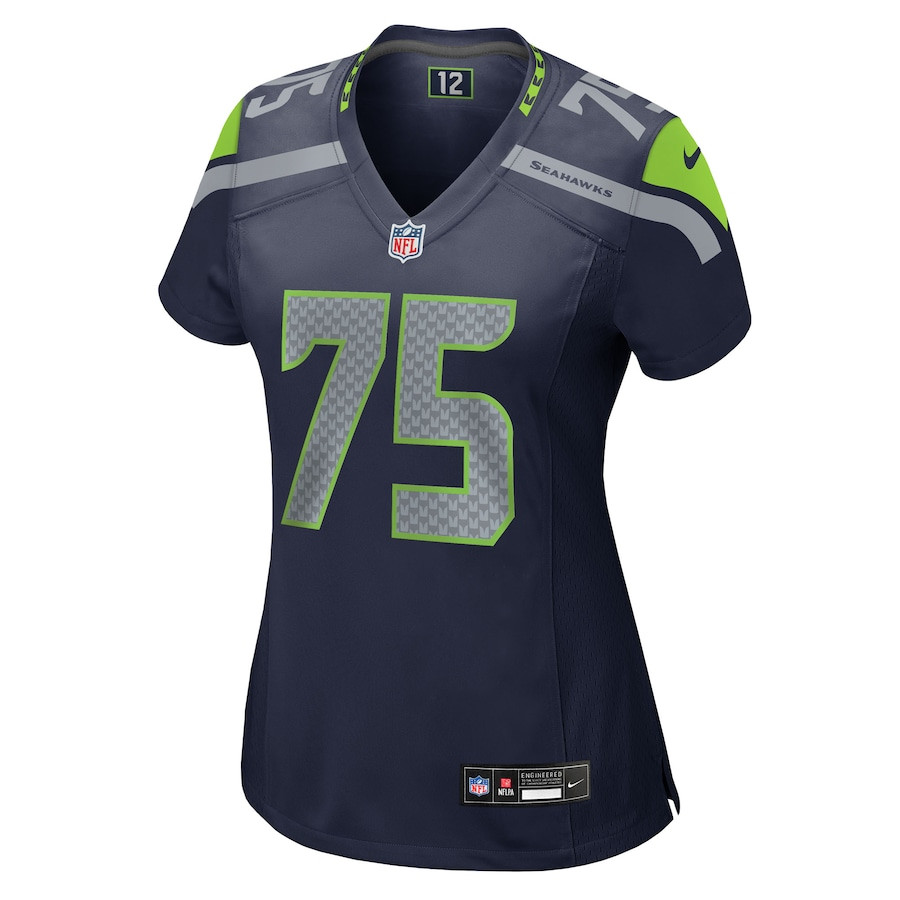 Alternative view of Anthony Bradford 75 Seattle Seahawks Women's Team Game Jersey - College Navy JS4704 nicesnker