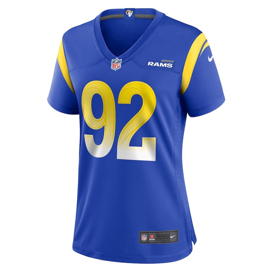 Alternative view of Anthony Goodlow 92 Los Angeles Rams Women's Game Jersey - Royal JS4135 nicesnker