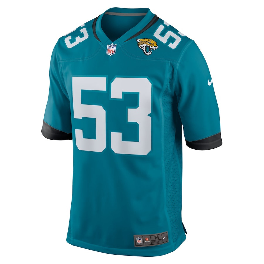 Alternative view of Anthony Pittman 53 Jacksonville Jaguars Team Game Men Jersey - Teal JS3833 nicesnker