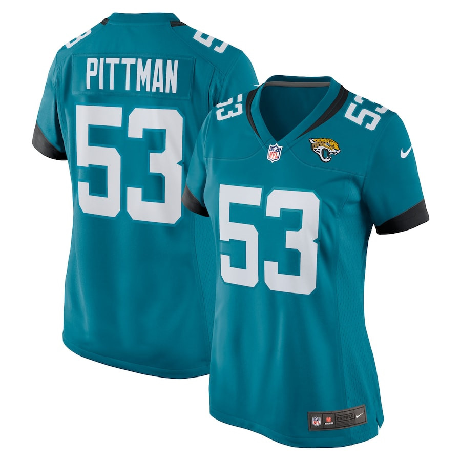 Anthony Pittman 53 Jacksonville Jaguars Women's Team Game Jersey - Teal JS7097 nicesnker