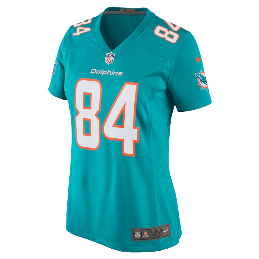 Alternative view of Anthony Schwartz 84 Miami Dolphins Game Women Jersey - Aqua JS7656 nicesnker