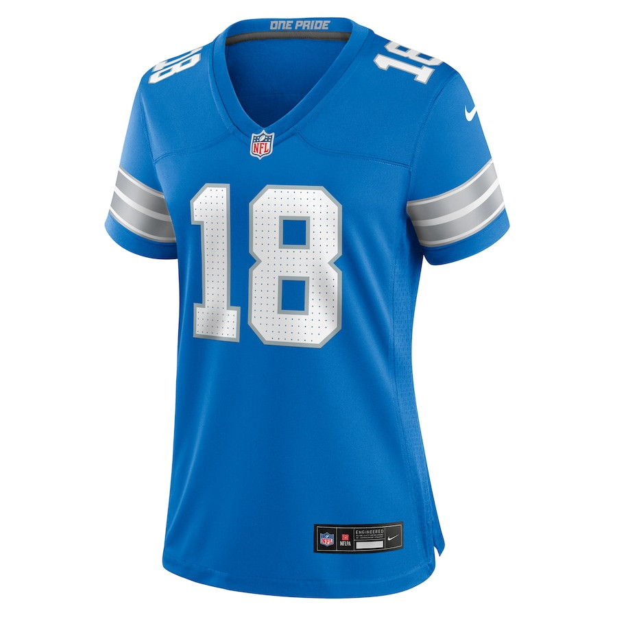 Alternative view of Antoine Green 18 Detroit Lions Women's Team Game Jersey - Blue JS8353 nicesnker