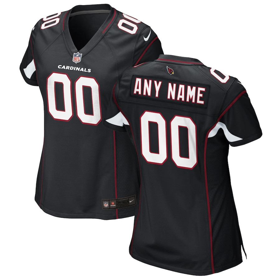 Arizona Cardinals Women Alternate Custom Game Jersey - Black JS8964 nicesnker