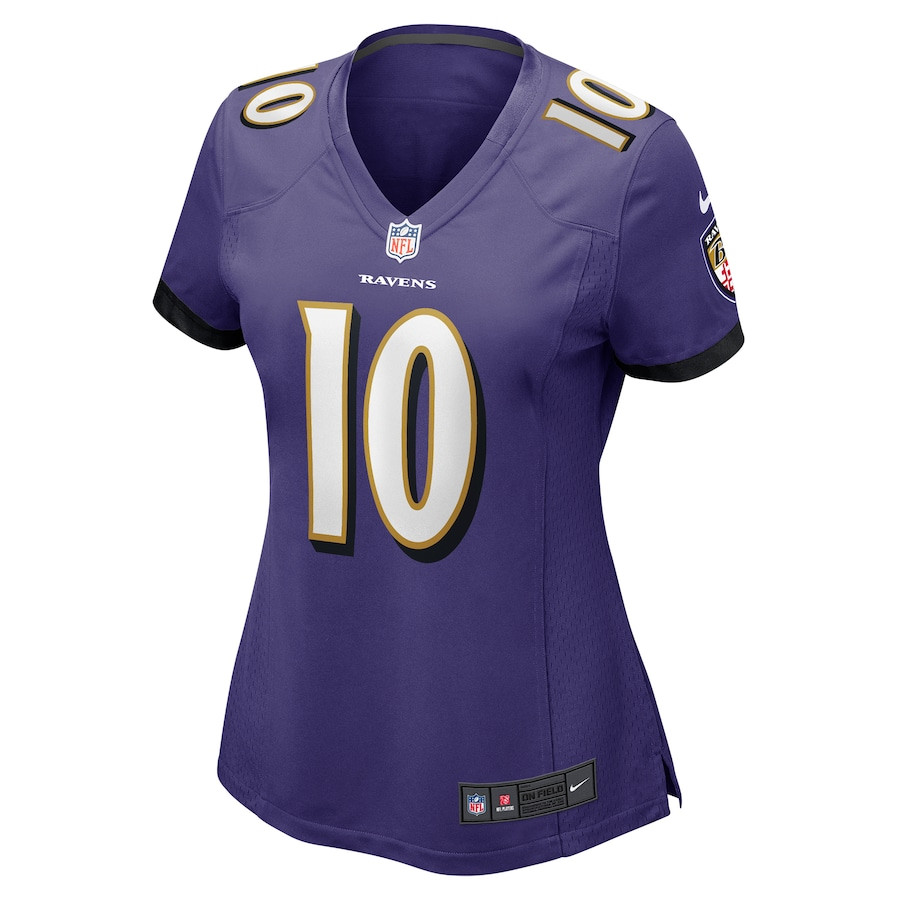 Alternative view of Arthur Maulet 10 Baltimore Ravens Women's Game Jersey - Purple JS6651 nicesnker