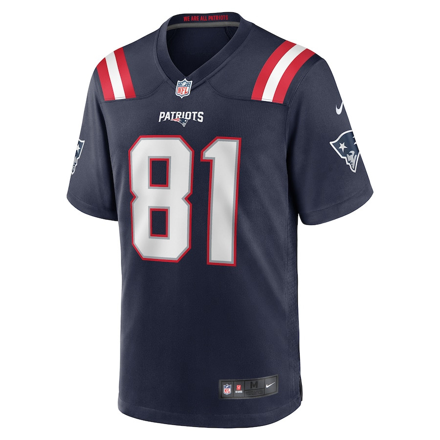 Alternative view of Austin Hooper 81 New England Patriots Team Game Men Jersey - Navy JS5018 nicesnker