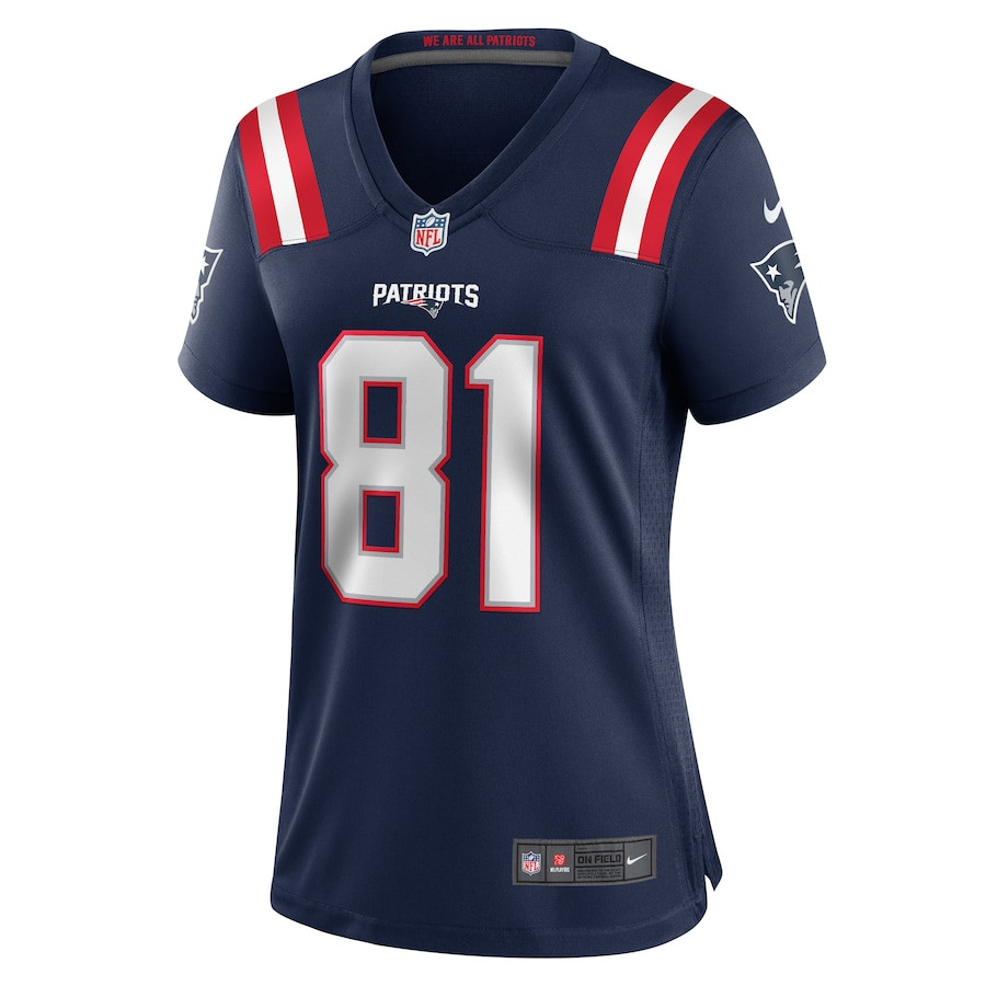 Alternative view of Austin Hooper 81 New England Patriots Women's Team Game Jersey - Navy JS9853 nicesnker