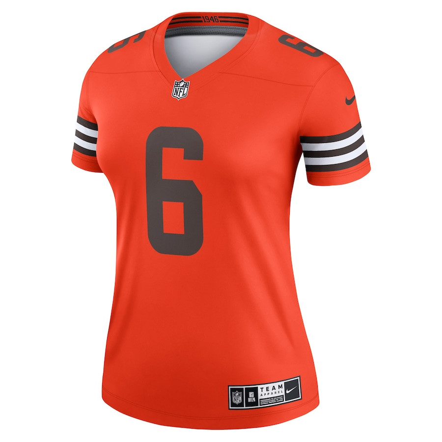 Alternative view of Baker Mayfield 6 Cleveland Browns Women Inverted Legend Jersey - Orange JS6128 nicesnker