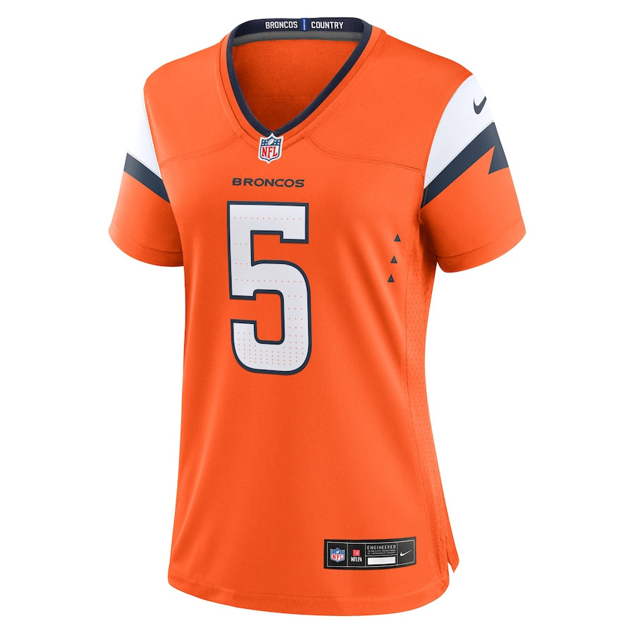 Alternative view of Baron Browning 5 Denver Broncos Women Team Game Jersey - Orange JS6322 nicesnker