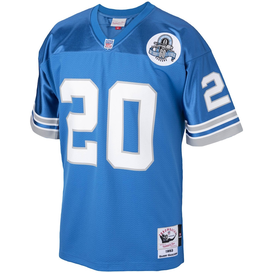 Alternative view of Barry Sanders 20 Detroit Lions 1993 Throwback Men Game Jersey - Blue JS2810 nicesnker