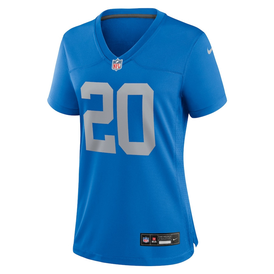 Alternative view of Barry Sanders 20 Detroit Lions Women's Alternate Game Jersey - Blue JS1129 nicesnker