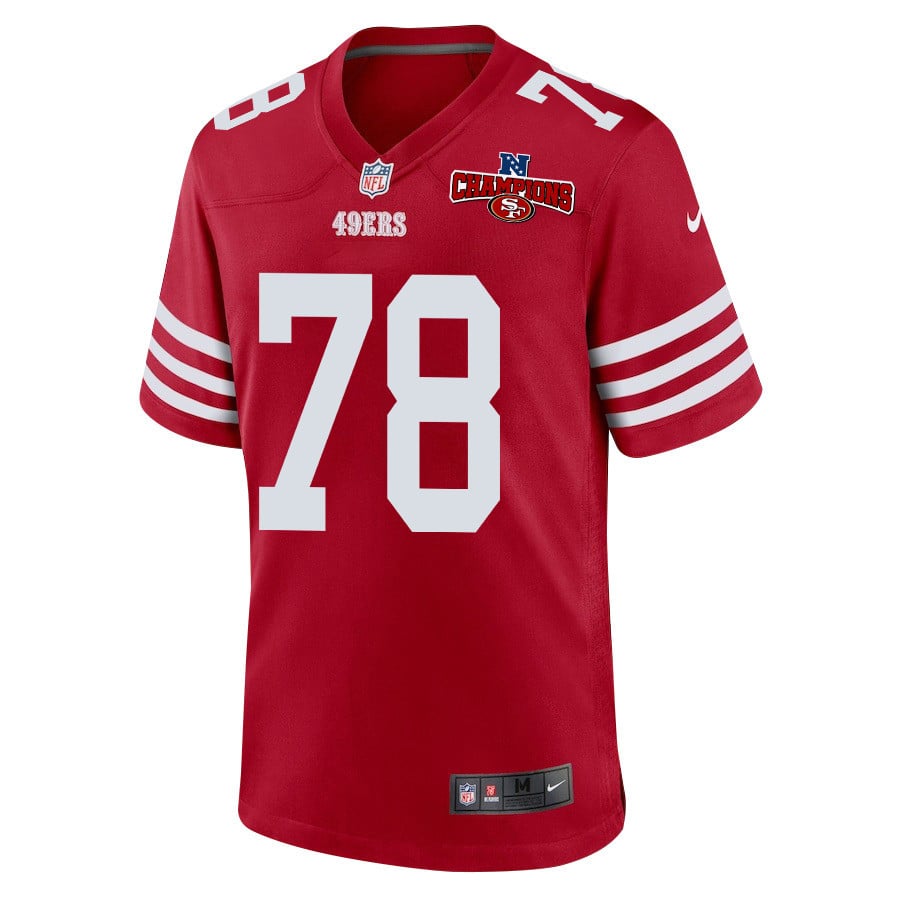 Alternative view of Ben Bartch 78 San Francisco 49ers NFC Champions Patch Game Men Jersey - Scarlet JS8784 nicesnker