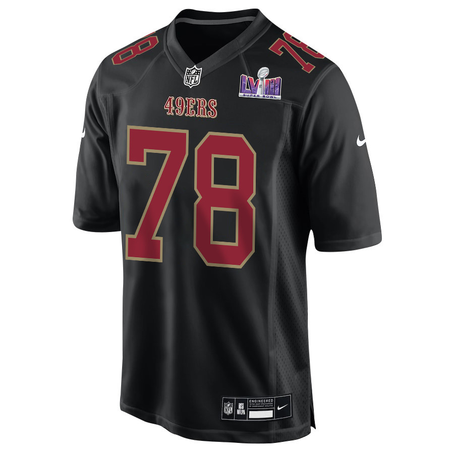 Alternative view of Ben Bartch 78 San Francisco 49ers Super Bowl LVIII Patch Fashion Game Men Jersey - Carbon Black JS3503 nicesnker