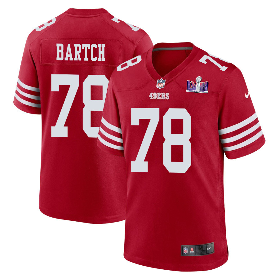 Ben Bartch 78 San Francisco 49ers Super Bowl LVIII Patch Game Men Jersey - Scarlet JS8740 nicesnker