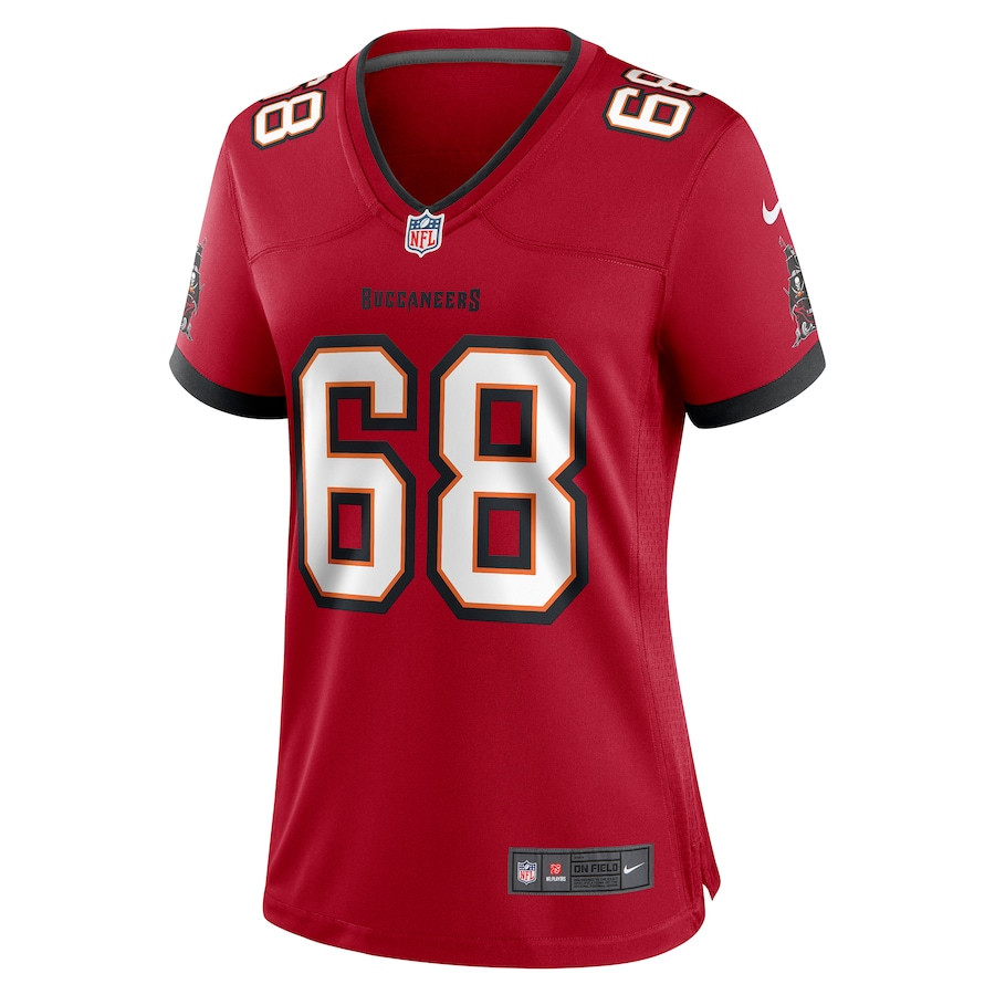 Alternative view of Ben Bredeson 68 Tampa Bay Buccaneers Women's Game Jersey - Red JS2369 nicesnker