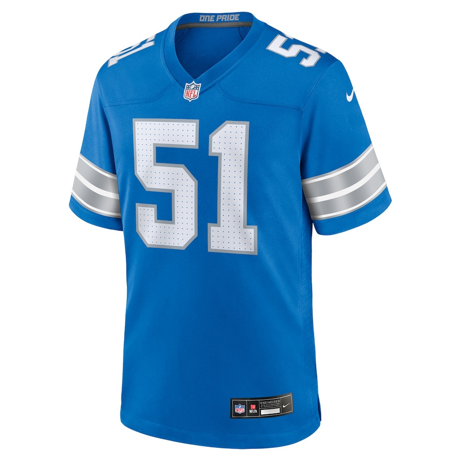 Alternative view of Ben Niemann 51 Detroit Lions Team Game Men Jersey - Blue JS8357 nicesnker