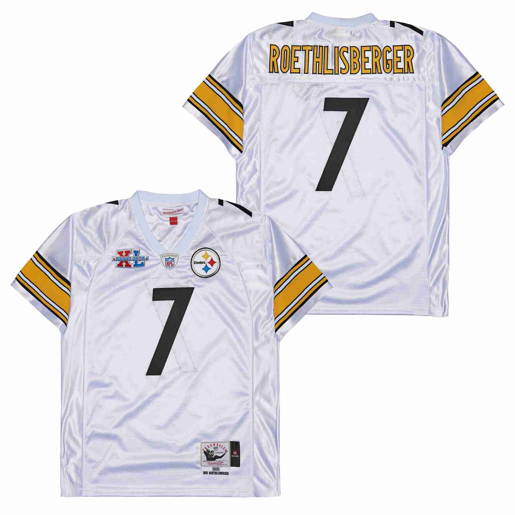 Ben Roethlisberger 7 Pittsburgh Steelers Super Bowl XL Retro Throwback Men Jersey - White JS2751 nicesnker