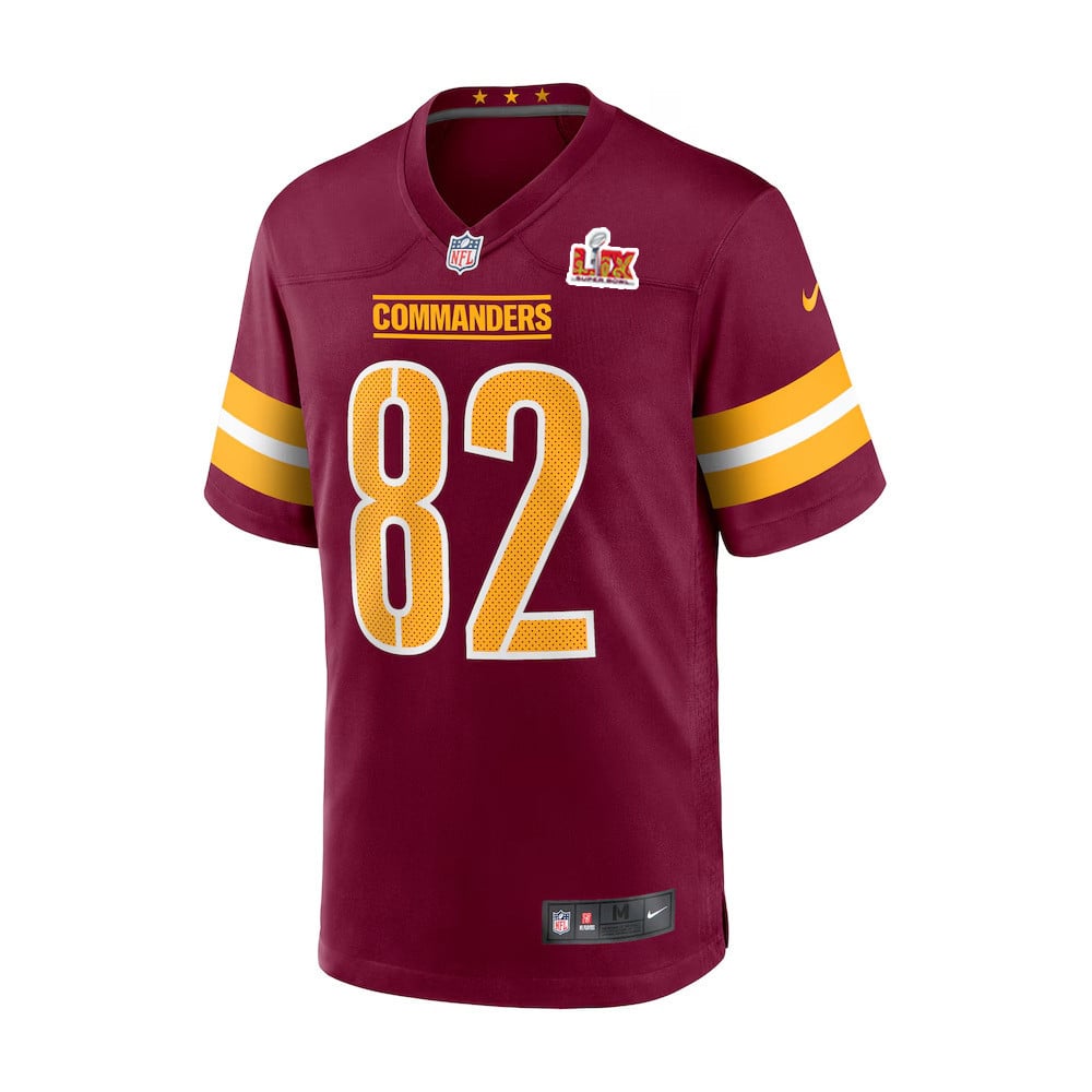 Alternative view of Ben Sinnott #82 Washington Commanders Super Bowl LIX Jersey - Men's - Burgundy JS4644 nicesnker