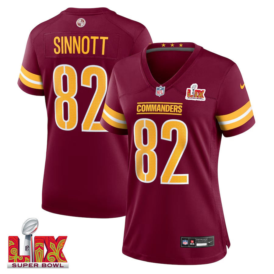 Ben Sinnott #82 Washington Commanders Super Bowl LIX Women's Jersey - Burgundy JS8705 nicesnker