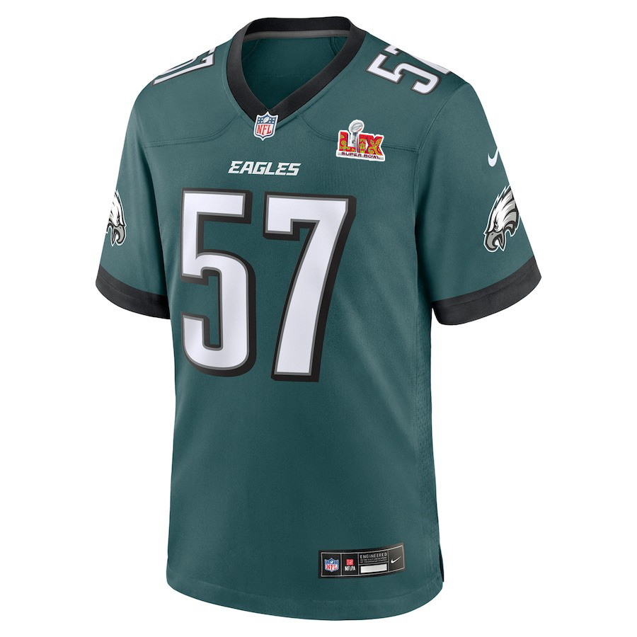 Alternative view of Ben VanSumeren #57 Philadelphia Eagles Super Bowl LIX Jersey - Men's - Midnight Green JS4242 nicesnker