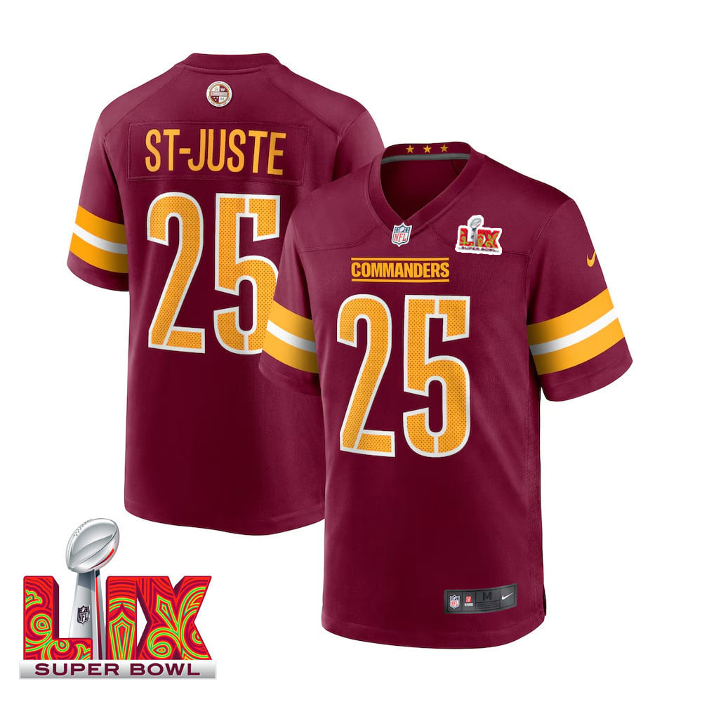 Benjamin St-Juste #25 Washington Commanders Super Bowl LIX Jersey - Men's - Burgundy JS4388 nicesnker