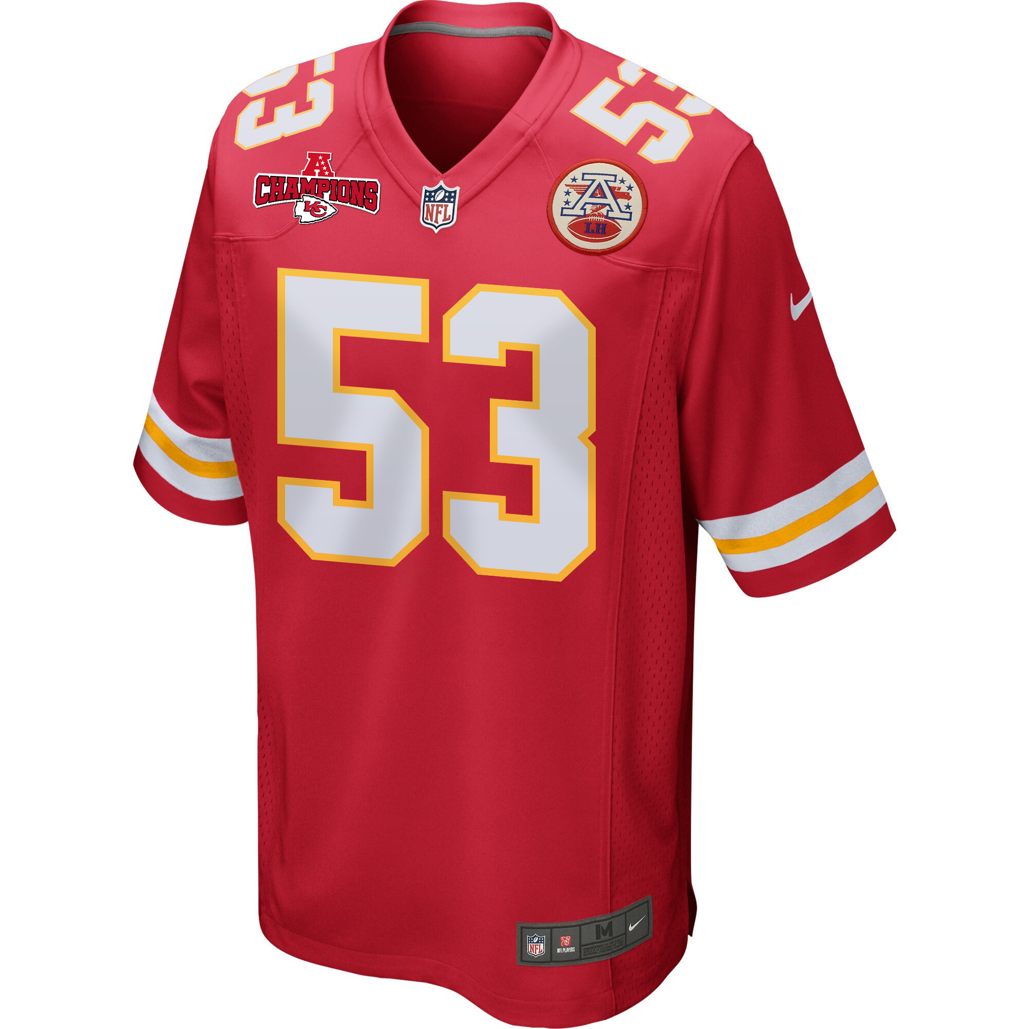 Alternative view of BJ Thompson 53 Kansas City Chiefs AFC Champions Patch Game Men Jersey - Red JS5731 nicesnker