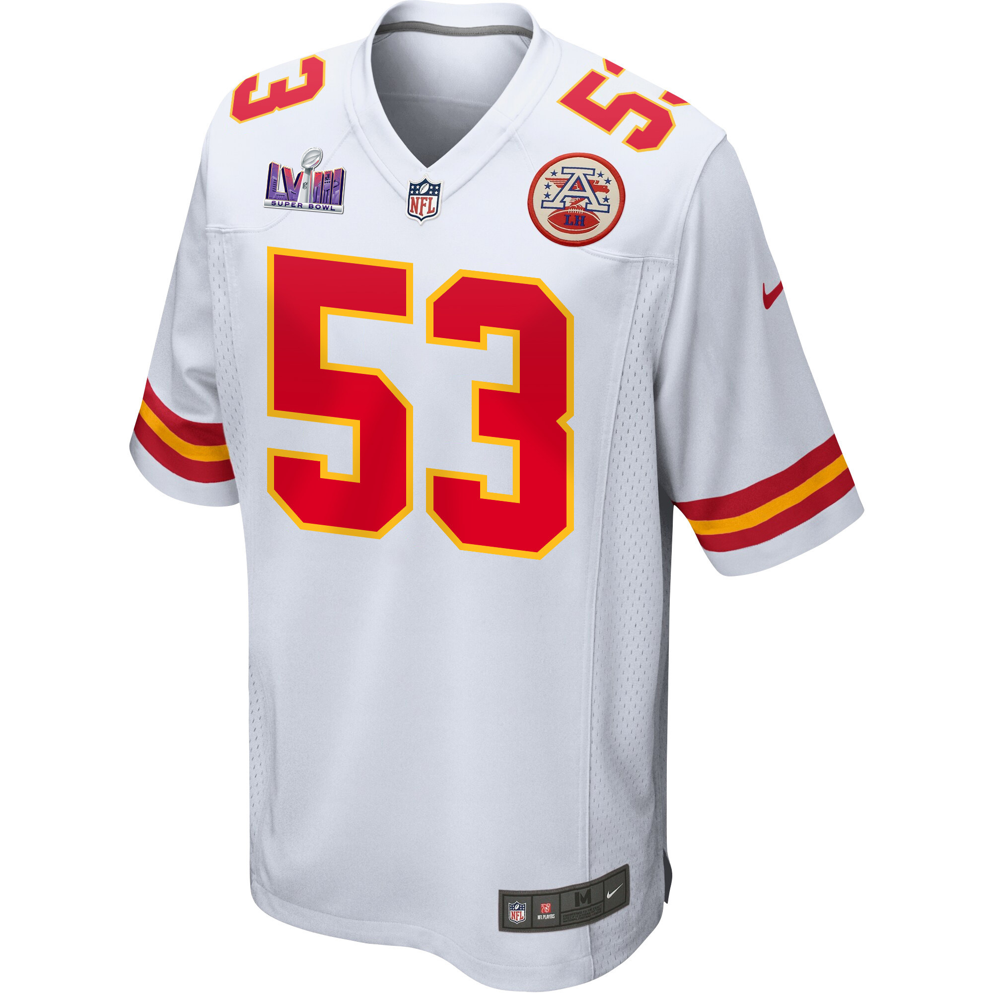 Alternative view of BJ Thompson 53 Kansas City Chiefs Super Bowl LVIII Patch Game Men Jersey - White JS6571 nicesnker