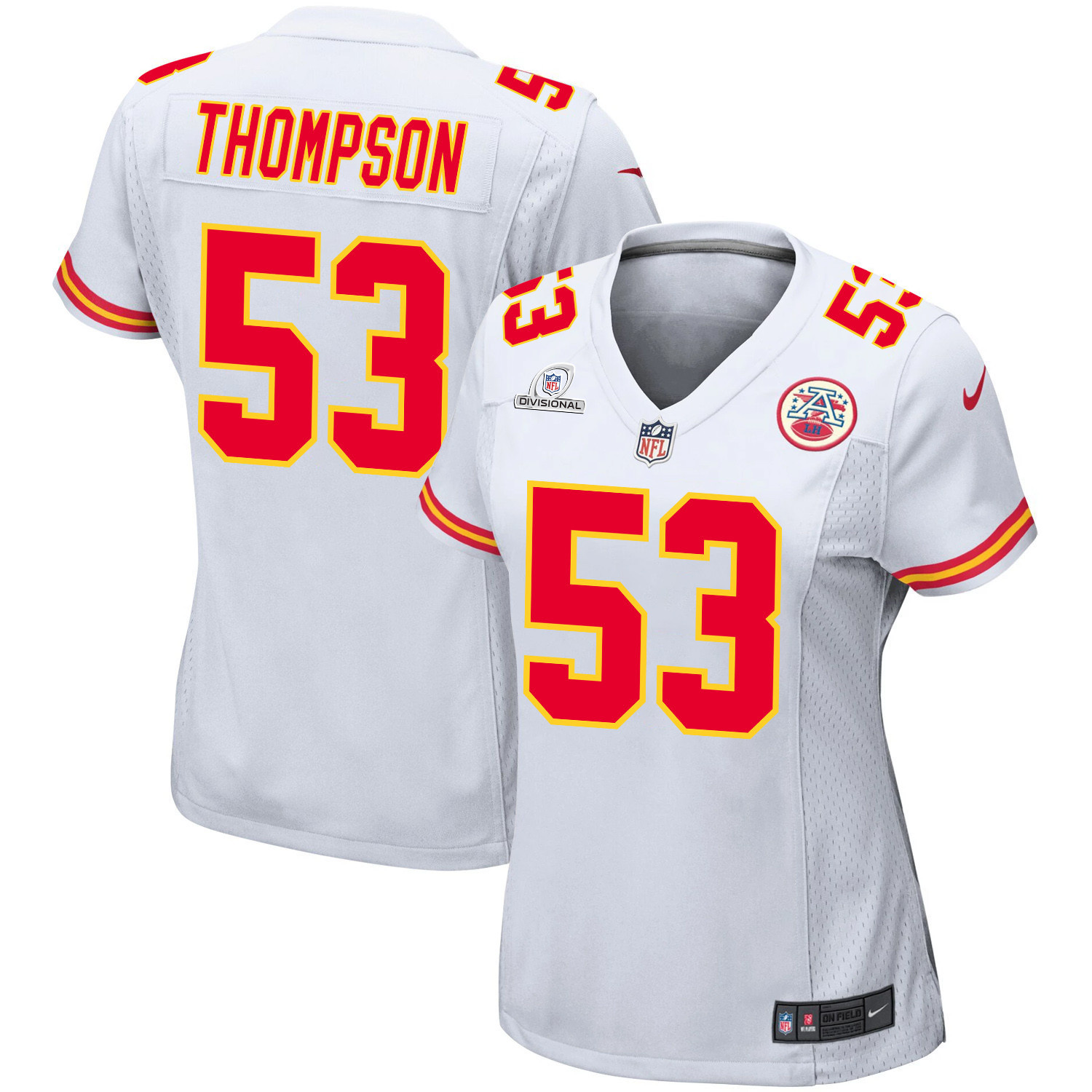 BJ Thompson 53 Kansas City Chiefs Super Bowl LVIII Patch Game Women Jersey - White JS3117 nicesnker