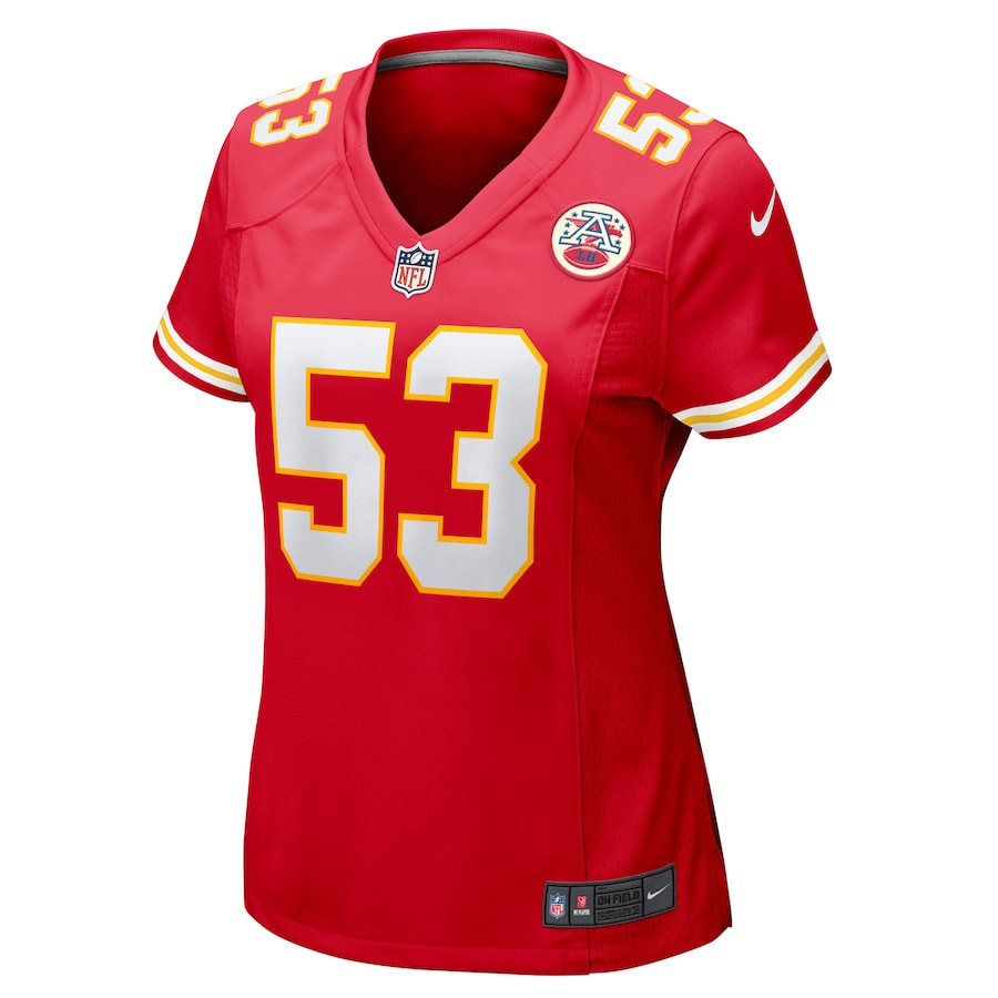 Alternative view of BJ Thompson 53 Kansas City Chiefs Women's Game Jersey - Red JS6857 nicesnker
