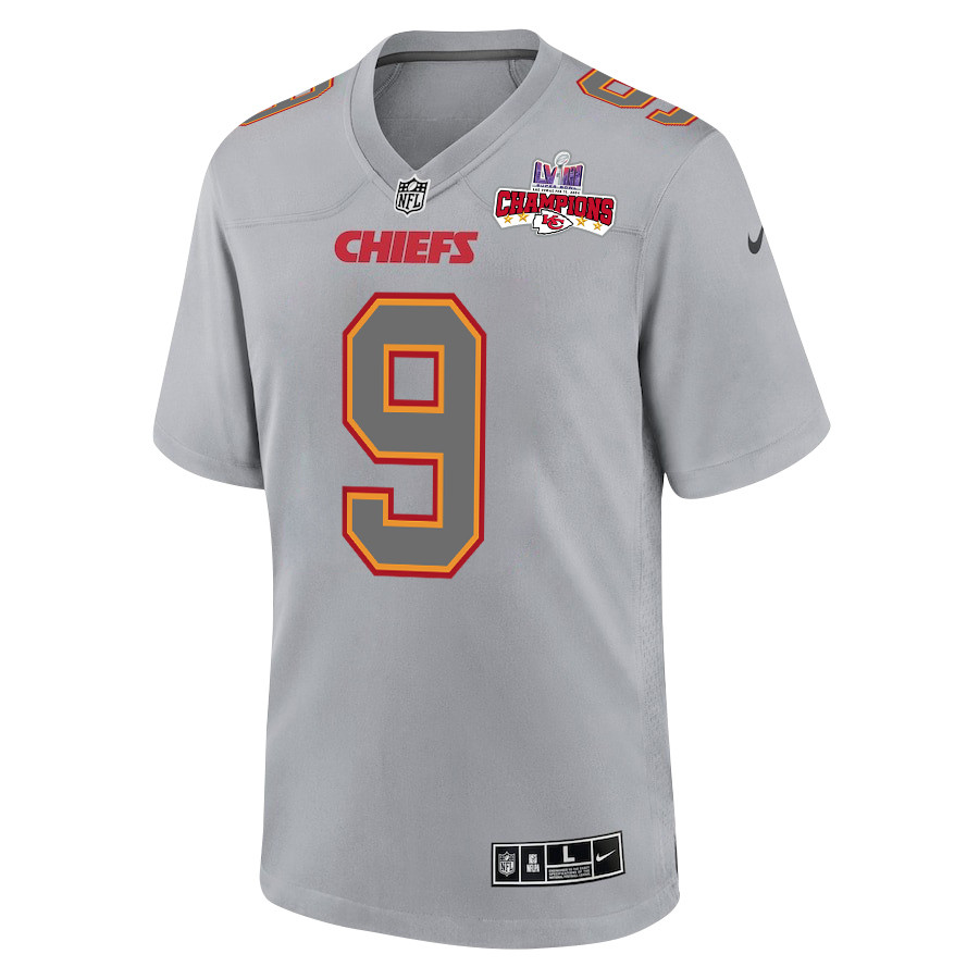 Alternative view of Blaine Gabbert 9 Kansas City Chiefs Super Bowl LVIII Champions 4 Stars Patch Atmosphere Fashion Game Men Jersey - Gray JS8307 nicesnker
