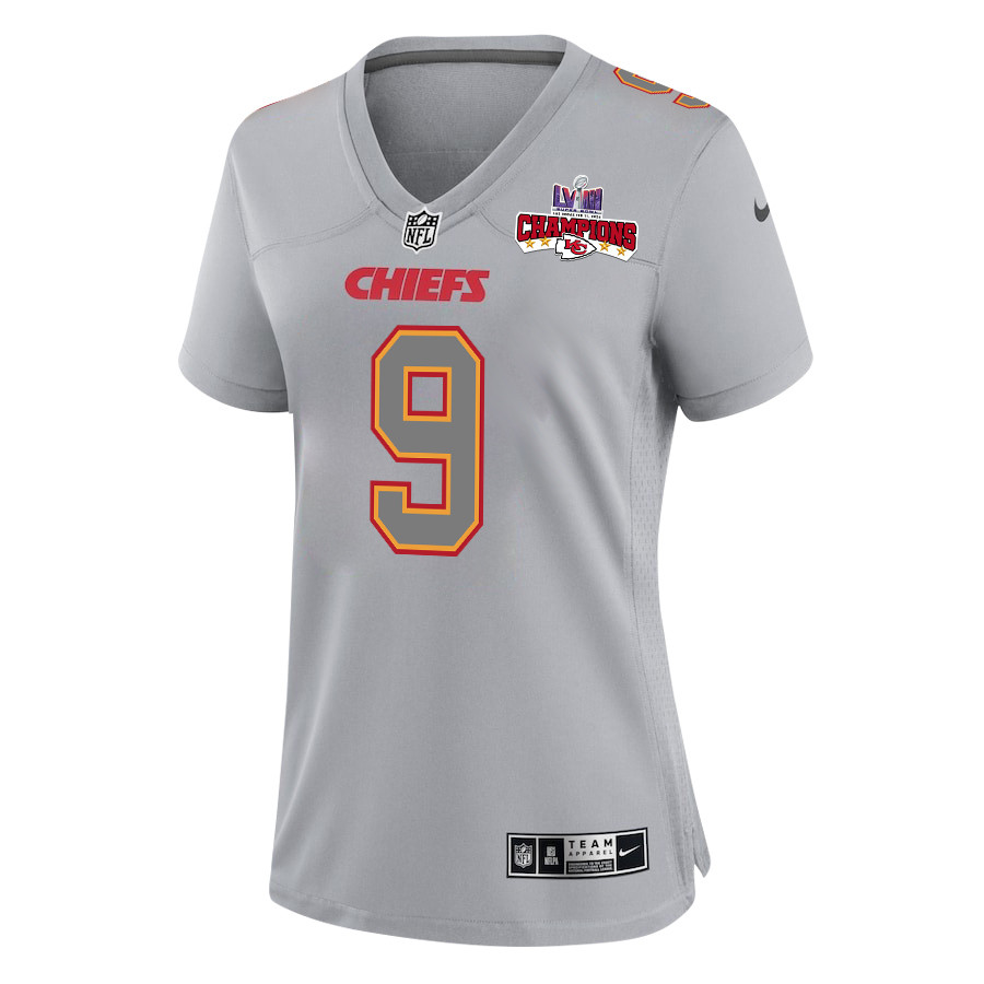 Alternative view of Blaine Gabbert 9 Kansas City Chiefs Super Bowl LVIII Champions 4 Stars Patch Atmosphere Fashion Game Women Jersey - Gray JS6354 nicesnker