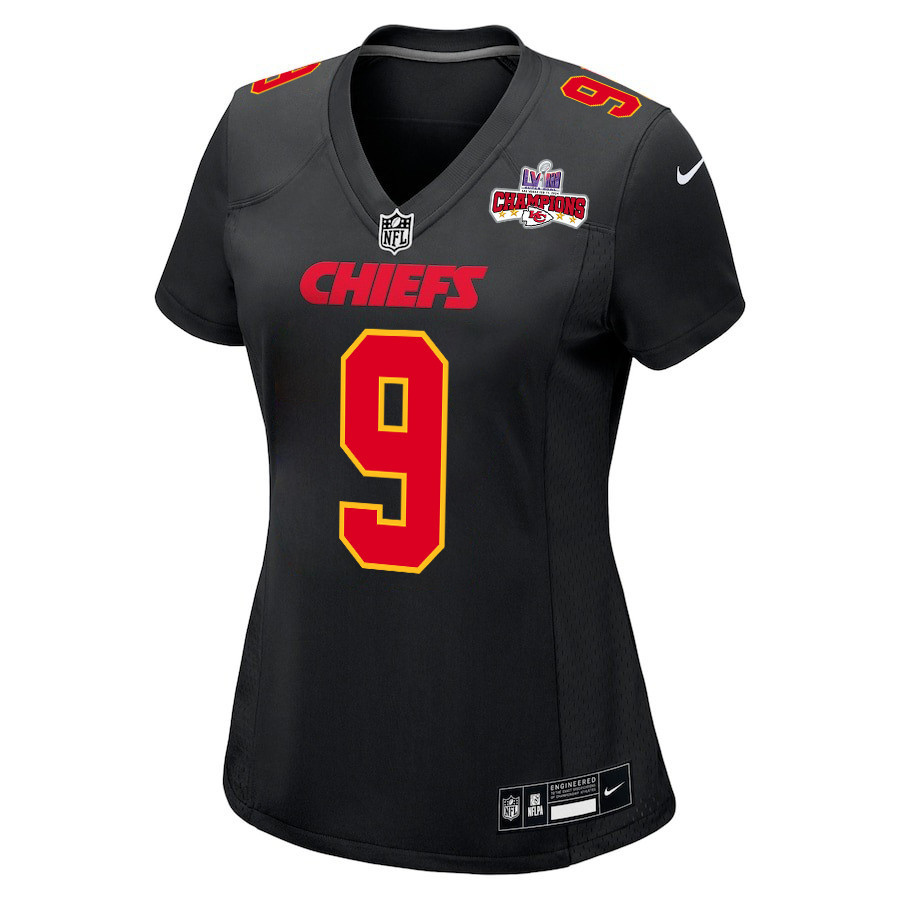 Alternative view of Blaine Gabbert 9 Kansas City Chiefs Super Bowl LVIII Champions 4 Stars Patch Fashion Game Women Jersey - Carbon Black JS6489 nicesnker
