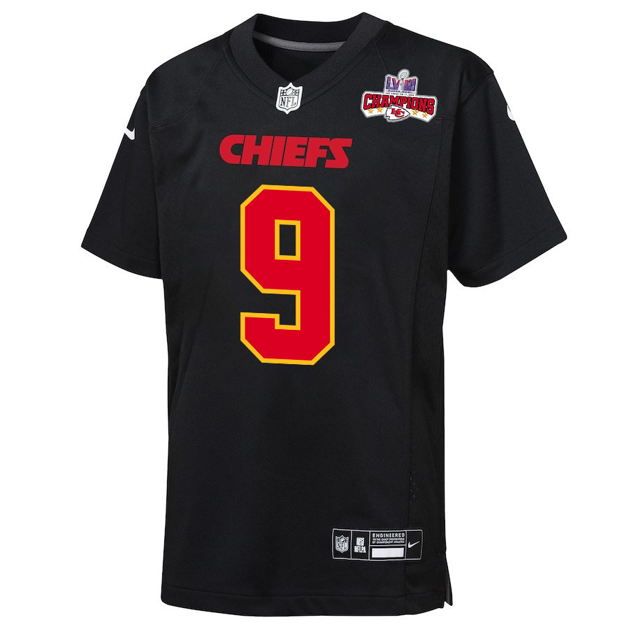 Alternative view of Blaine Gabbert 9 Kansas City Chiefs Super Bowl LVIII Champions 4 Stars Patch Fashion Game YOUTH Jersey - Carbon Black JS6487 nicesnker
