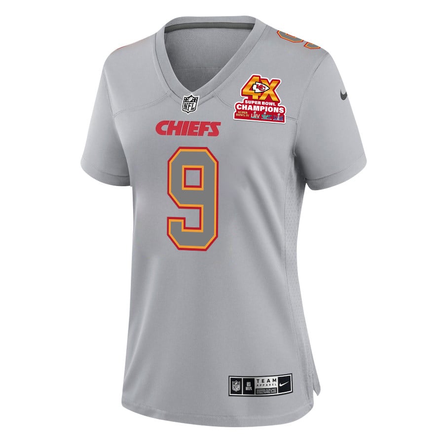Alternative view of Blaine Gabbert 9 Kansas City Chiefs Super Bowl LVIII Champions 4X Atmosphere Fashion Game Women Jersey - Gray JS3829 nicesnker