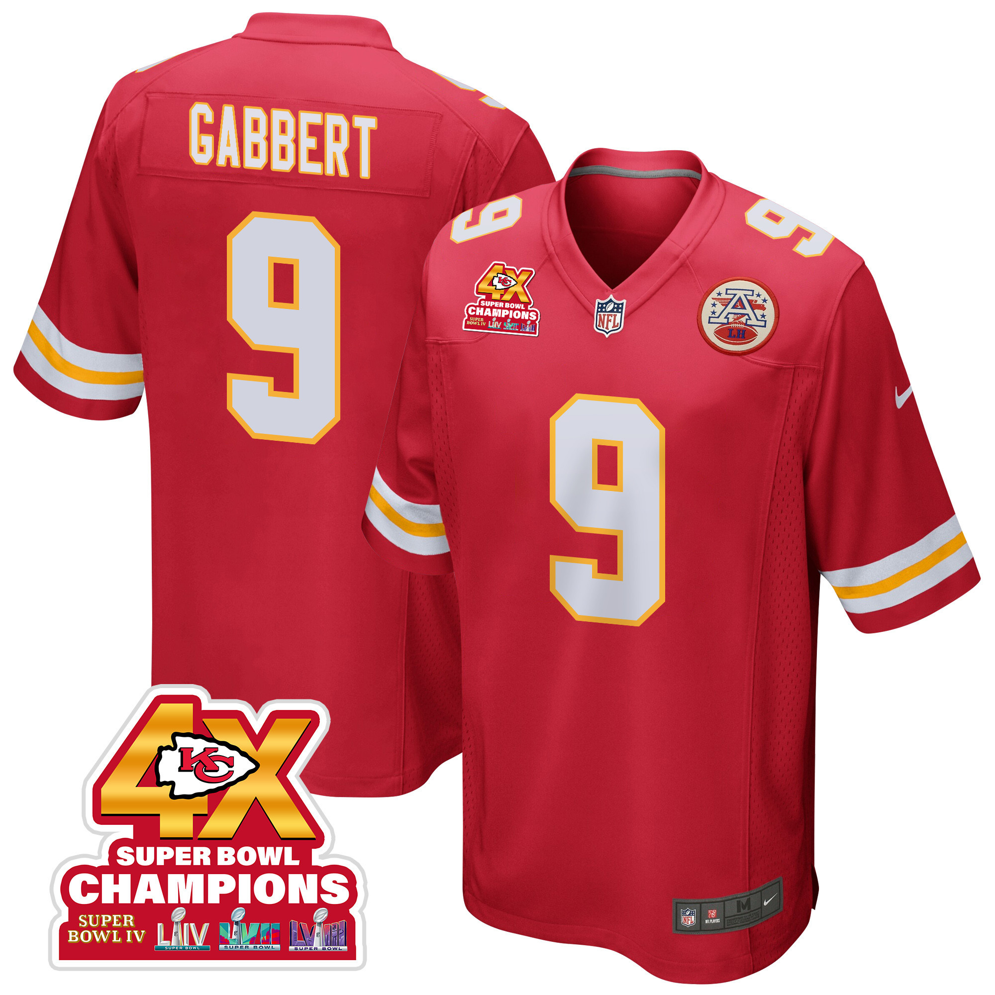 Blaine Gabbert 9 Kansas City Chiefs Super Bowl LVIII Champions 4X Game Men Jersey - Red JS6589 nicesnker