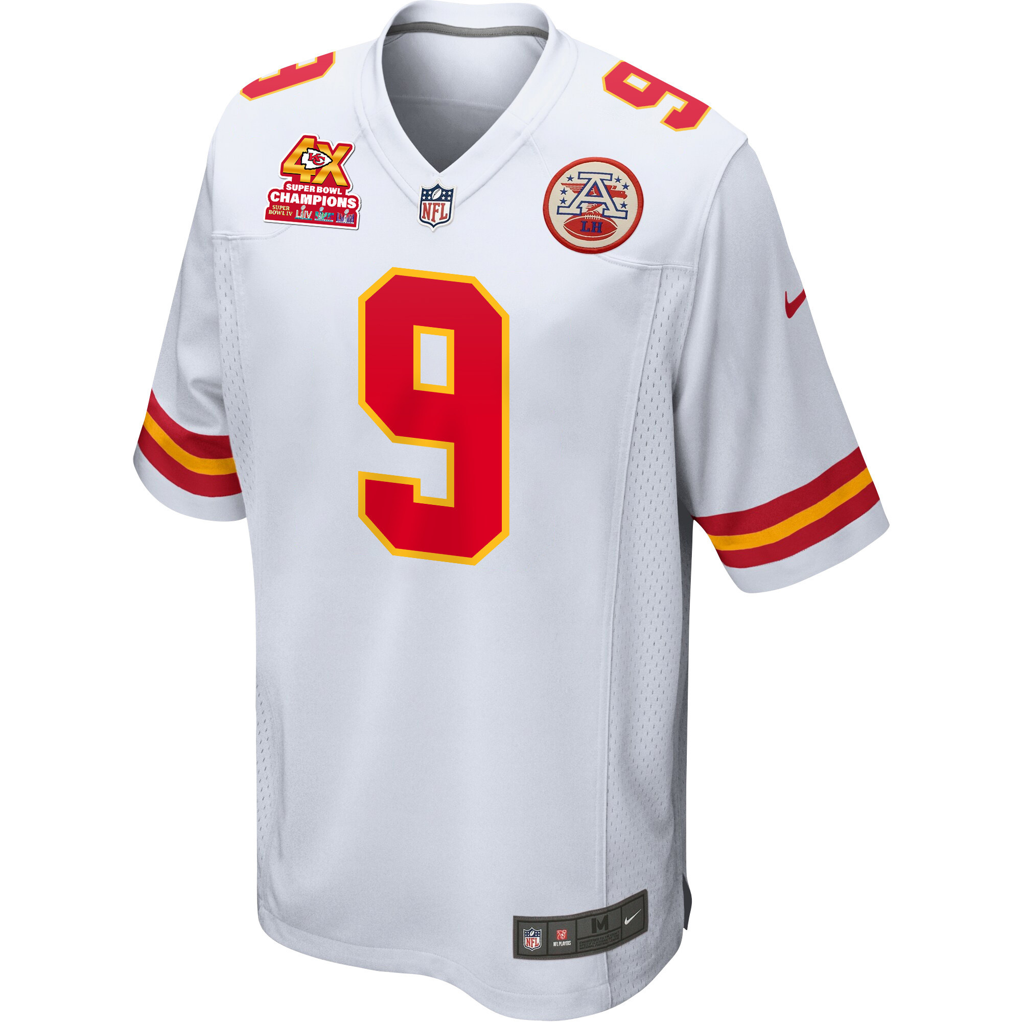 Alternative view of Blaine Gabbert 9 Kansas City Chiefs Super Bowl LVIII Champions 4X Game Men Jersey - White JS2463 nicesnker