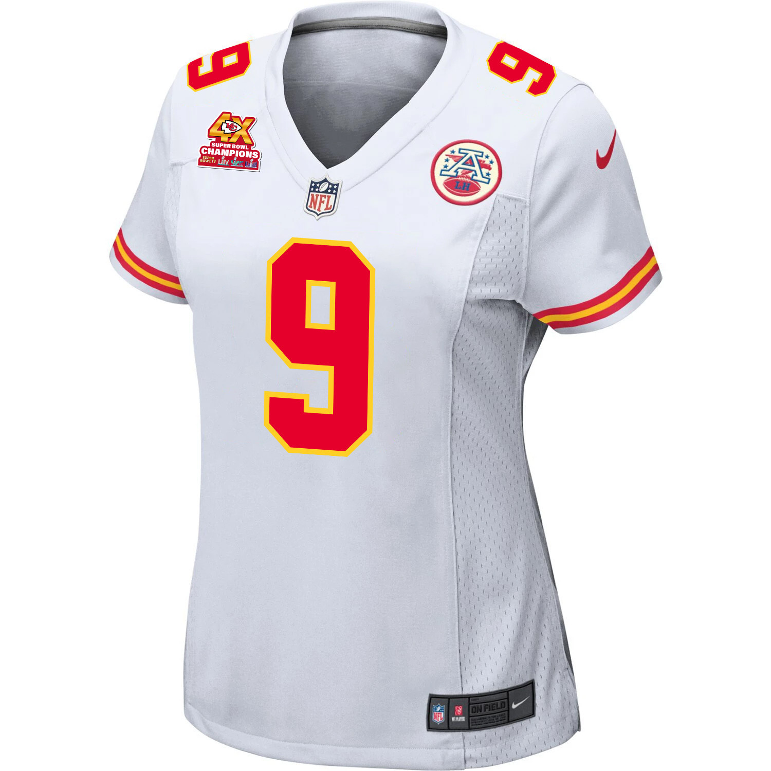 Alternative view of Blaine Gabbert 9 Kansas City Chiefs Super Bowl LVIII Champions 4X Game Women Jersey - White JS6117 nicesnker