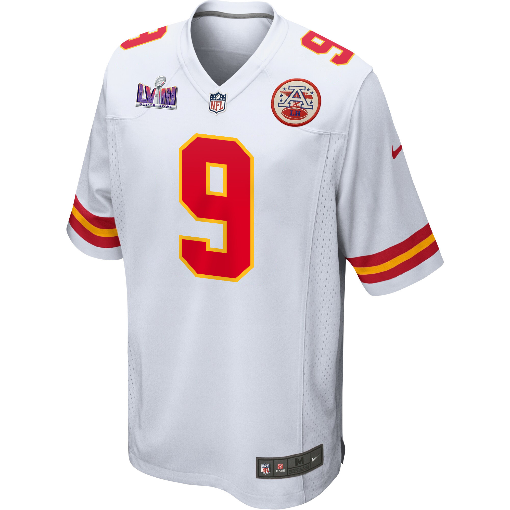 Alternative view of Blaine Gabbert 9 Kansas City Chiefs Super Bowl LVIII Patch Game Men Jersey - White JS6880 nicesnker