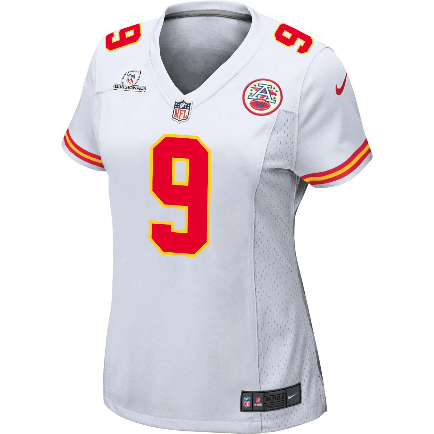 Alternative view of Blaine Gabbert 9 Kansas City Chiefs Super Bowl LVIII Patch Game Women Jersey - White JS1912 nicesnker